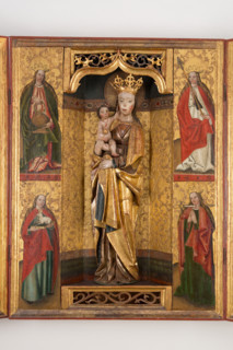 Altar Cabinet with Painted Division: St. Dorothy, St. Agnes, St. Ursula, St. Lucia, 1510-1520.