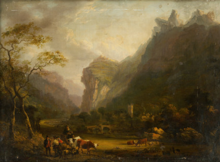 Mountain Valley with a Figural Group in the Foreground, 1800-1820.
