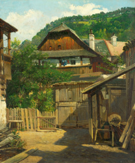 Old Kremnica, 1880-1900. Rural scene in Slovakia.