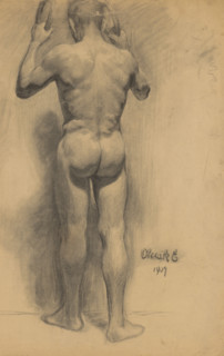 Study of a standing man by the circles, 1907.