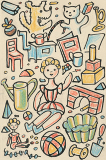 7. A story about a dog and a cat, around 1928. Additional Info: Illustrations for the book - Josef