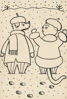 19. Talking about a dog and a cat, around 1928. Additional Info: Illustrations for the book - Josef