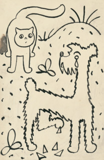 20. A story about a dog and a cat, around 1928. Additional Info: Illustrations for the book - Josef