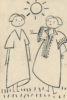 22. A story about a dog and a cat, around 1928. Additional Info: Illustrations for the book - Josef