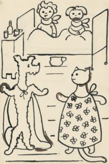 29. A story about a dog and a cat, around 1928. Additional Info: Illustrations for the book - Josef