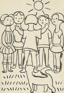 31. Talking about a dog and a cat, around 1928. Additional Info: Illustrations for the book - Josef