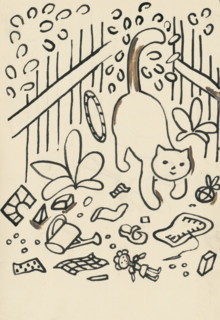 34. Talking about a dog and a cat, around 1928. Additional Info: Illustrations for the book - Josef