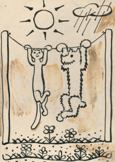41. Talking about a dog and a cat, around 1928. Additional Info: Illustrations for the book - Josef