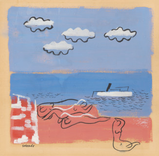 On the beach, 1933-1934.