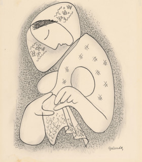 Woman in a scarf, around 1930.