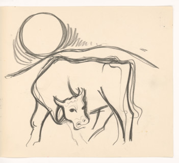 Cow in the countryside, 1937.