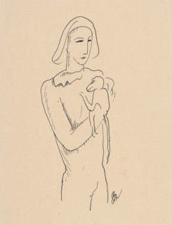 Harlequin with a monkey on his arm, around 1929-1930.