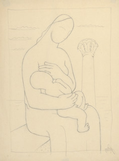 Mother with Corinthian column in the background, 1928-1932.