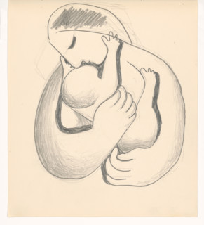 Mother with child in her arms, 1938.