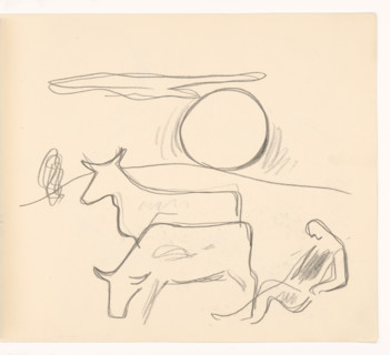 Herdsman with cows, 1937.