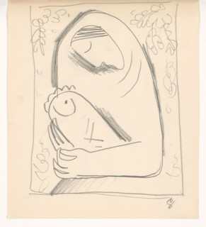 Sketch of a mother with a child in swaddlingt, 1938.