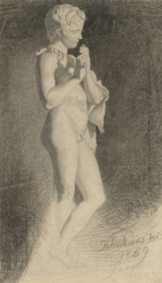 Study of a boy playing the flute, 1859.