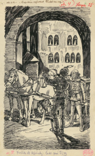 4.- Night arrival, 1936. Additional Info: Illustration for the book by J.Niznansky cachticka pani,