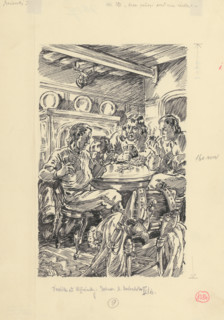 17.- A pile of money grew in front of him, 1953. Additional Info: Illustration for the novel by J