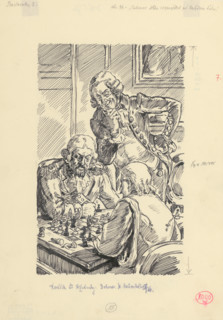 23.- Kolosov thought long and hard about each move, 1953. Additional Info: Illustration for the