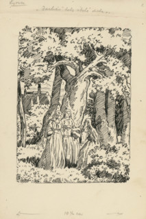 Save this poor child...., 1928. Additional Info: Illustration to a novel by F.Urbanek Kysuc,