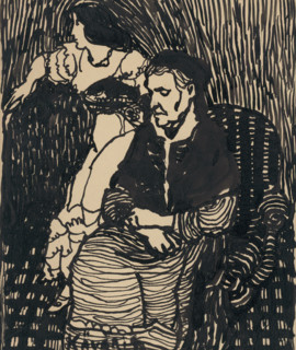 Old woman and young girl, 1908-1912.