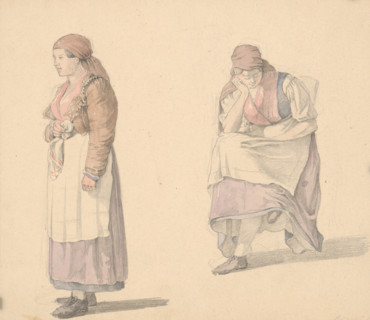 Study of a standing and seated woman, 1839-1845.