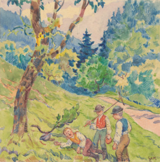 12.- Three Boys at the Edge of the Forest, 1932. Additional Info: Illustrations for the book -