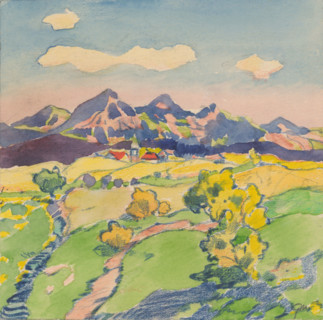 8.- View of a foothill village in the meadows, 1932. Additional Info: Illustrations for the book -