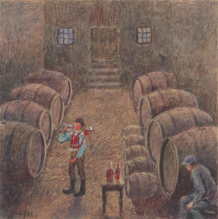 2.- Wine Tasting in the Cellar, 1932. Additional Info: Illustrations for the book - August Horislav