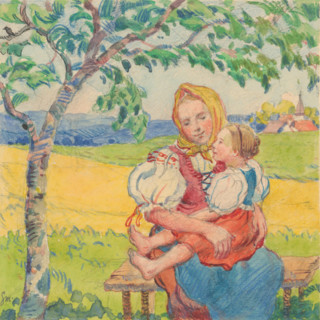 18.- In mommy's arms, 1932. Additional Info: Illustrations for the book - August Horislav skultéty.