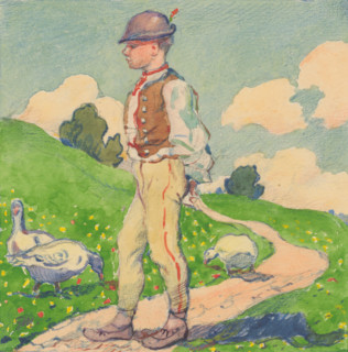 5.- Chasnik with geese, 1932. Additional Info: Illustrations for the book - August Horislav