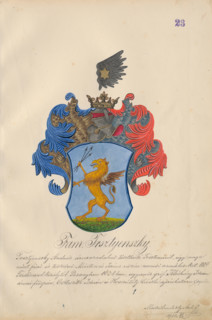 Coat of arms of the Trstenska family, 1904.   Additional Info: Adolf Medzihradsky's manuscript
