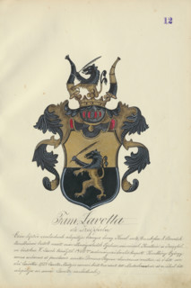 Coat of arms of the Lavott family, 1904-1910.   Additional Info: Adolf Medzihradsky's manuscript