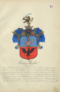 Coat of arms of the Meskova family, 1904-1910.   Additional Info: Adolf Medzihradsky's manuscript