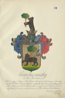Coat of arms of the Jesenska family, 1904-1910.   Additional Info: Adolf Medzihradsky's manuscript