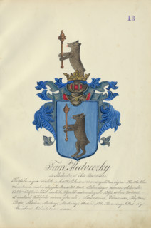 Coat of arms of the Medvecka family, 1904-1910.   Additional Info: Adolf Medzihradsky's manuscript