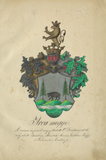 Coat of arms of Orava counties, 1904-1910.   Additional Info: Adolf Medzihradsky's manuscript album