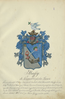 Coat of arms of the Abaffy family, 1904-1910.   Additional Info: Adolf Medzihradsky's manuscript