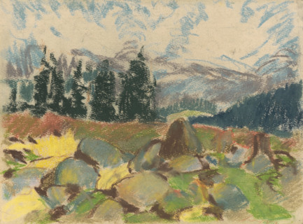 Summer day on a rocky forest clearing, around 1934.