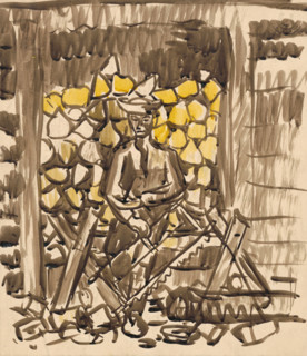 Sawing wood, 1940-1944.