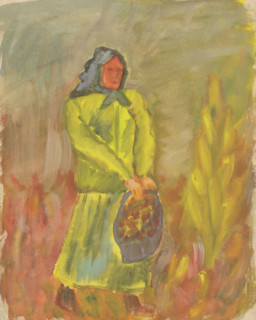 Woman with basket, 1930-1944.