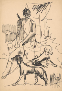 Hunter with dogs, 1940-1944.