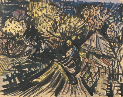 Forest landscape in autumn, 1940-1944.