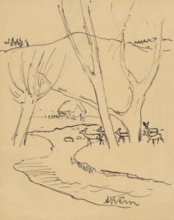 Deer in the forest, 1920-1929.
