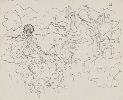 Man with geese, c1935.