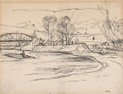 Raft on the Vah River, 1920-1929.