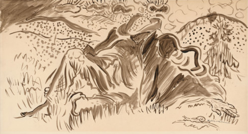 Man in the forest resting, c1935.