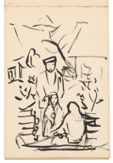 Sketchbook 19 Man and Two Women, 1st half 20th century.