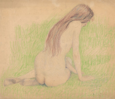Nude in a meadow, around 1912.
